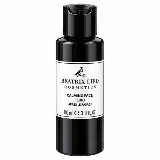 CALMING FACE FLUID – APRÈS LE RASAGE, 100 ml – Beatrix Lied Cosmetics, auf weißem Hintergrund